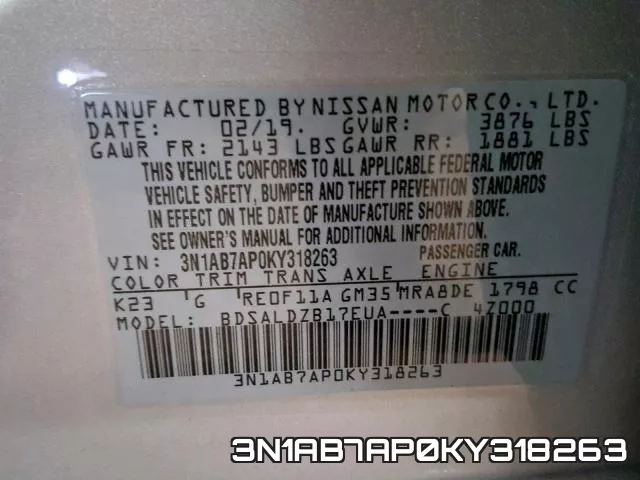 3N1AB7AP0KY318263 фото 2