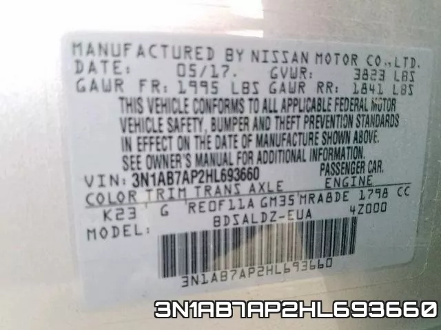 3N1AB7AP2HL693660 фото 2