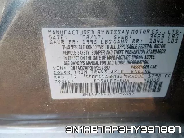3N1AB7AP3HY397887 фото 2