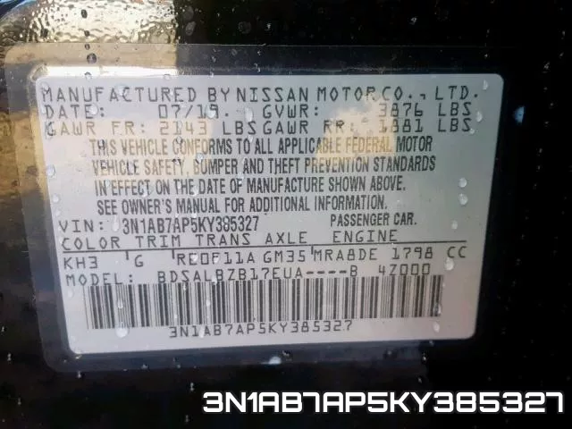 3N1AB7AP5KY385327 фото 2