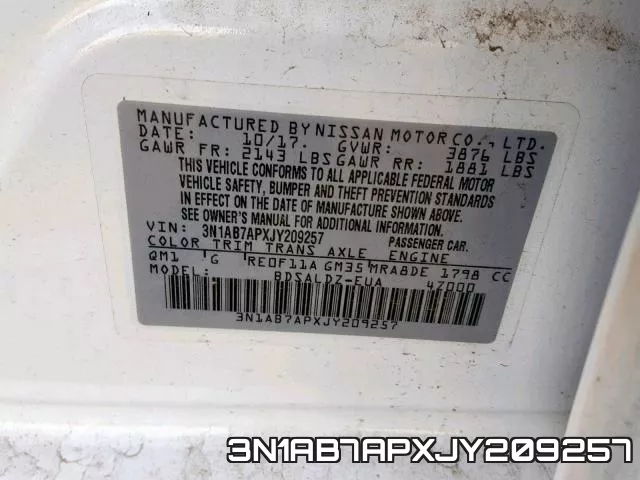 3N1AB7APXJY209257 фото 2