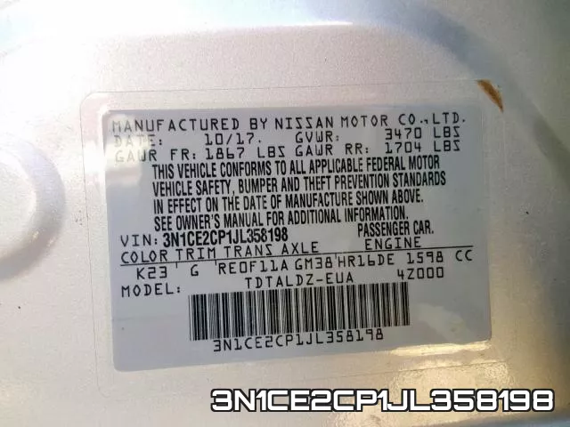 3N1CE2CP1JL358198 фото 2
