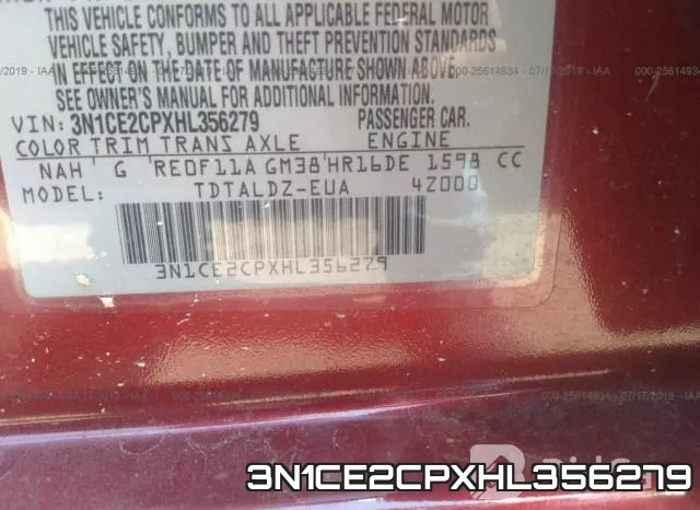 3N1CE2CPXHL356279 фото 9