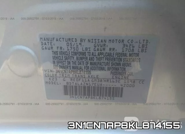 3N1CN7AP8KL874155 фото 10