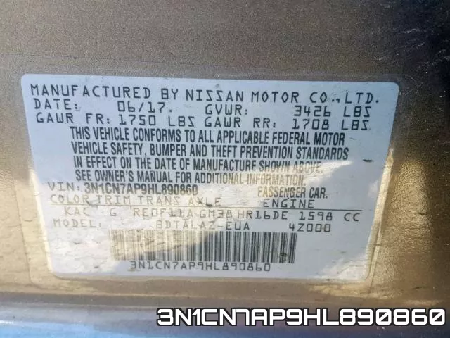 3N1CN7AP9HL890860 фото 2