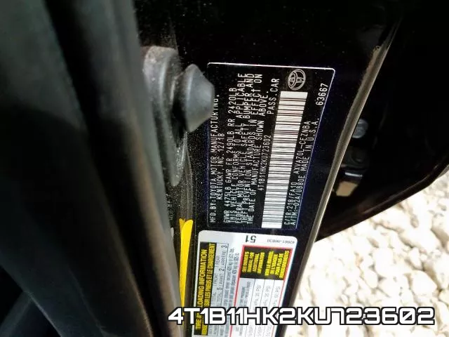4T1B11HK2KU723602 фото 2