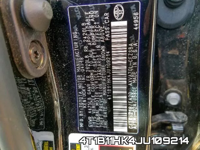 4T1B11HK4JU109214 фото 2