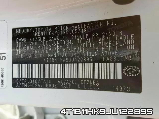 4T1B11HK9JU122895 фото 2