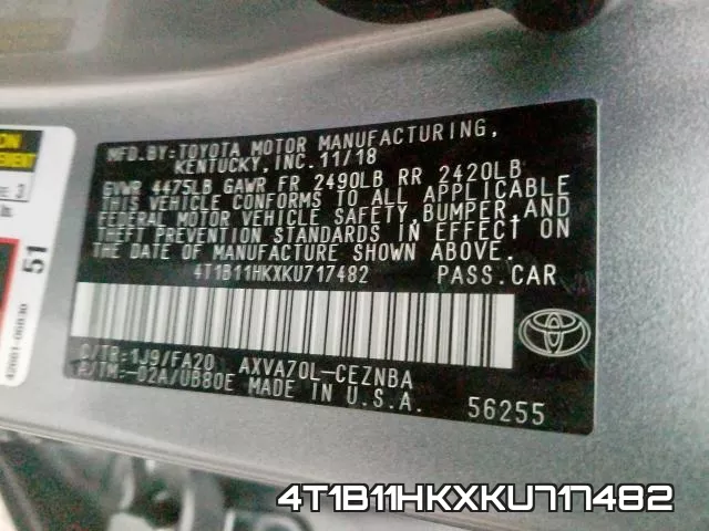 4T1B11HKXKU717482 фото 2