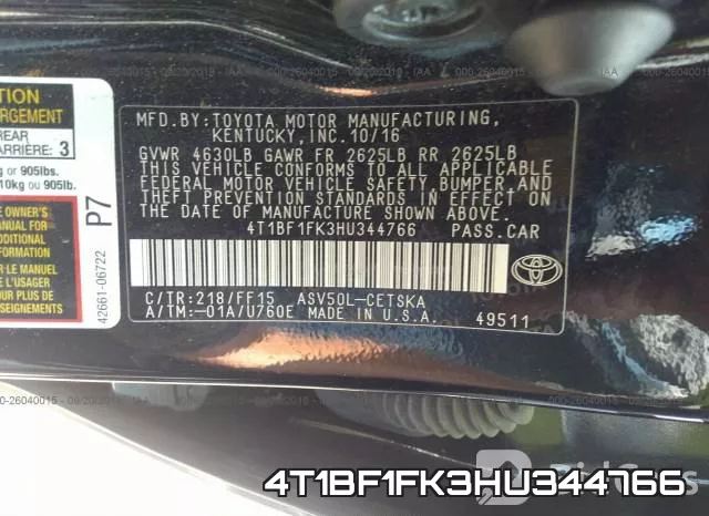 4T1BF1FK3HU344766 фото 10