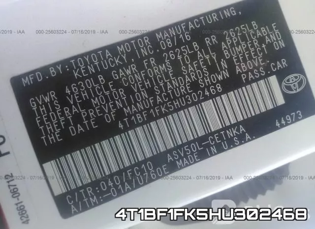 4T1BF1FK5HU302468 фото 9