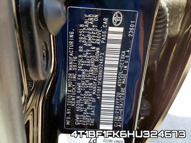 4T1BF1FK6HU324673 фото 2