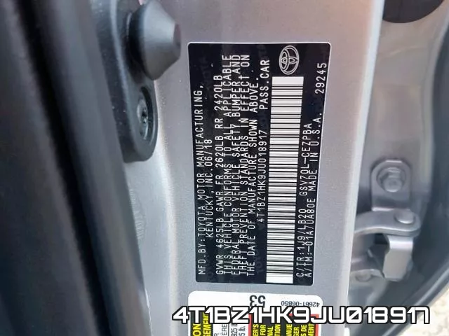 4T1BZ1HK9JU018917 фото 2