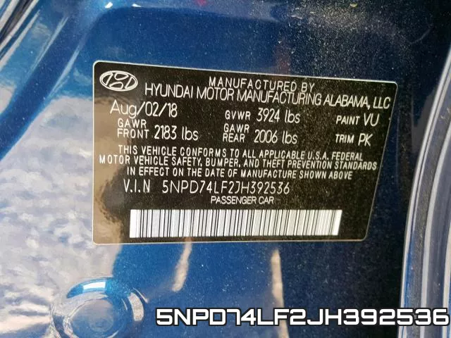 5NPD74LF2JH392536 фото 2