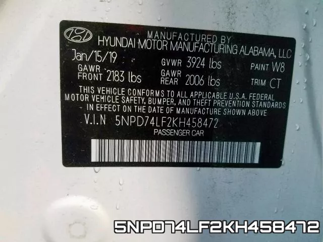 5NPD74LF2KH458472 фото 2