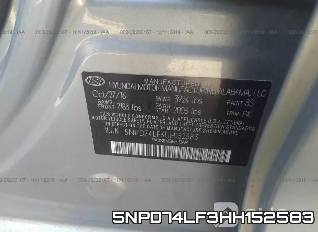 5NPD74LF3HH152583 фото 10