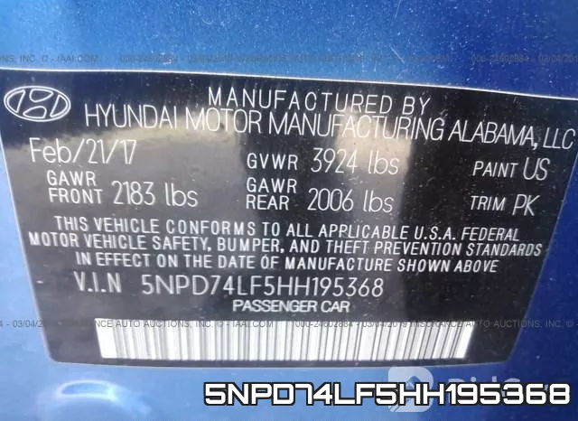 5NPD74LF5HH195368 фото 10