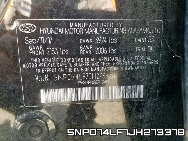 5NPD74LF7JH273378 фото 2