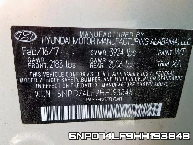5NPD74LF9HH193848 фото 2