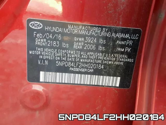 5NPD84LF2HH020184 фото 2