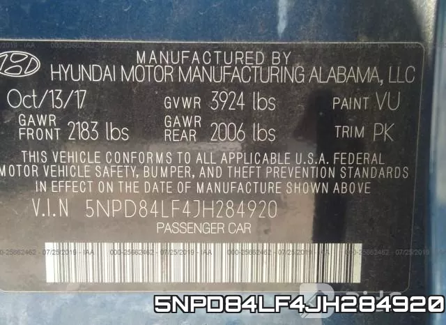 5NPD84LF4JH284920 фото 10