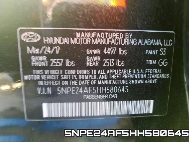 5NPE24AF5HH580645 фото 2