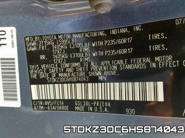 5TDKZ3DC6HS874043 фото 2