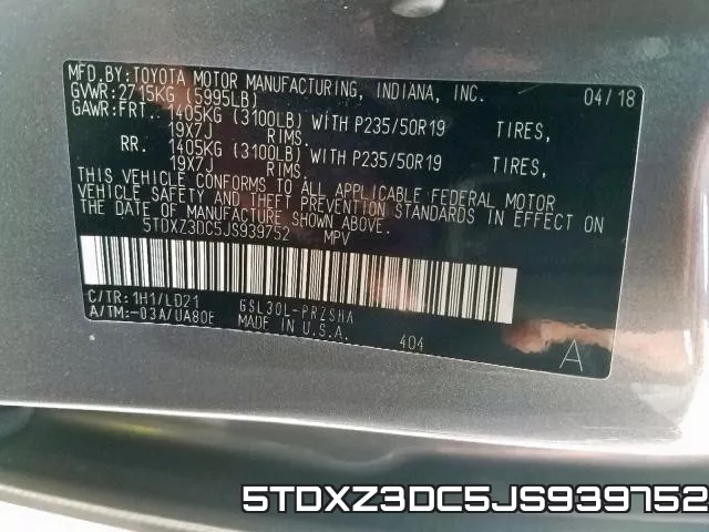 5TDXZ3DC5JS939752 фото 2