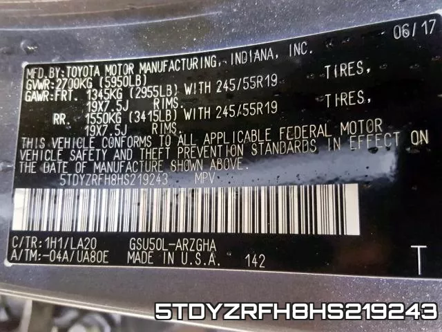 5TDYZRFH8HS219243 фото 2