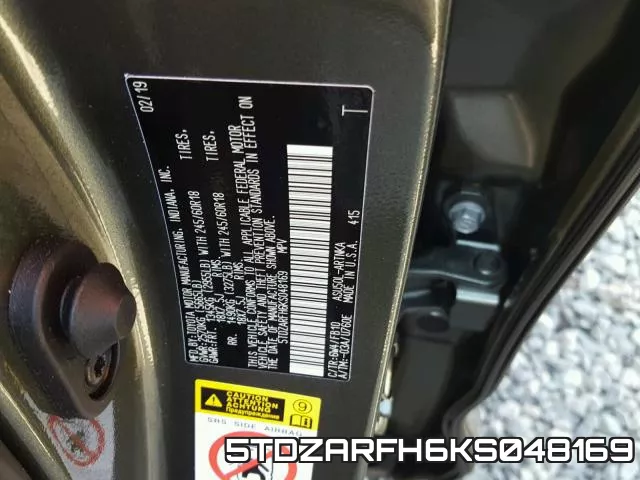 5TDZARFH6KS048169 фото 2