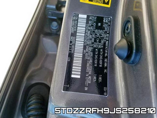 5TDZZRFH9JS258210 фото 2