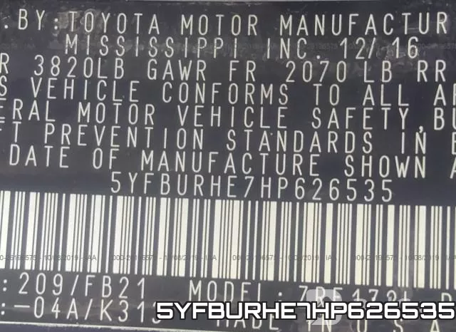 5YFBURHE7HP626535 фото 10