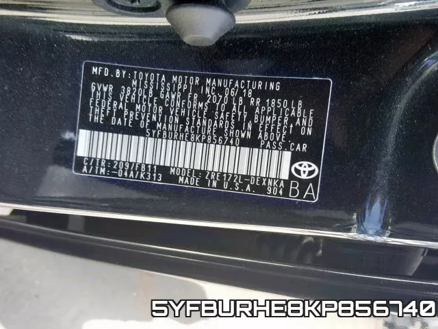 5YFBURHE8KP856740 фото 2