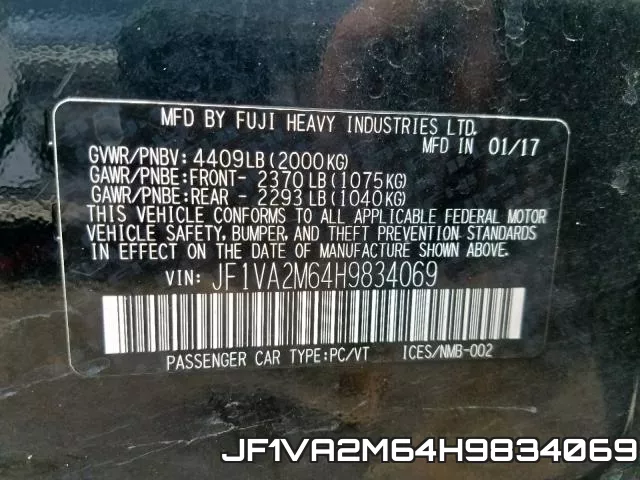 JF1VA2M64H9834069 фото 2