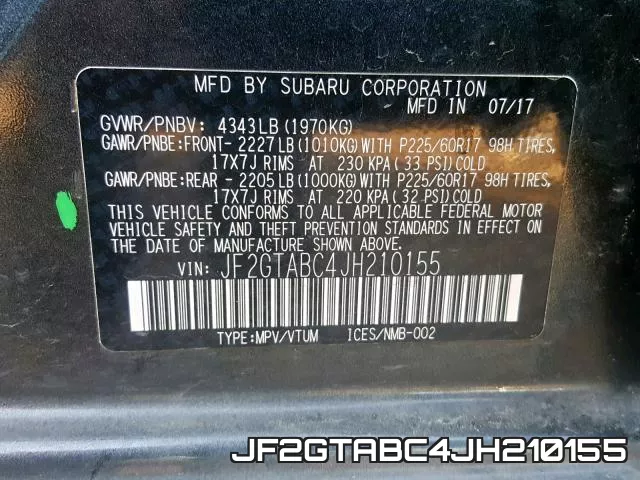 JF2GTABC4JH210155 фото 2