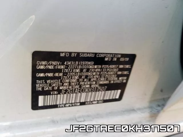 JF2GTAEC0KH317507 фото 2