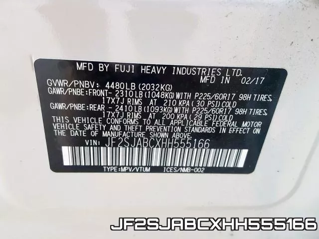 JF2SJABCXHH555166 фото 2