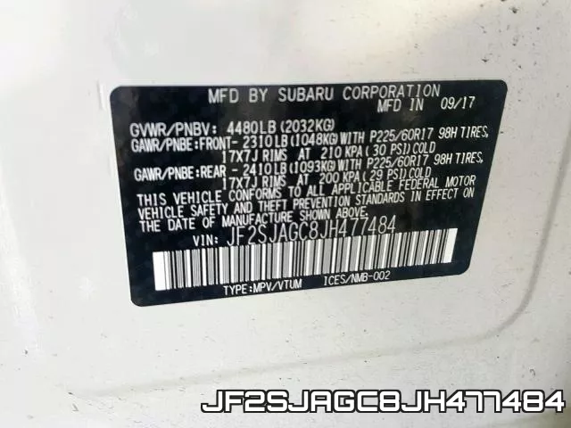 JF2SJAGC8JH477484 фото 2