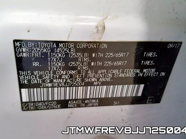 JTMWFREV8JJ725004 фото 2
