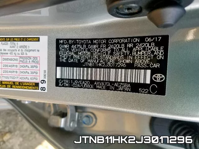 JTNB11HK2J3017296 фото 2