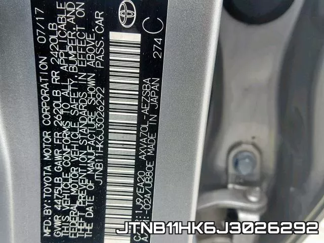 JTNB11HK6J3026292 фото 2