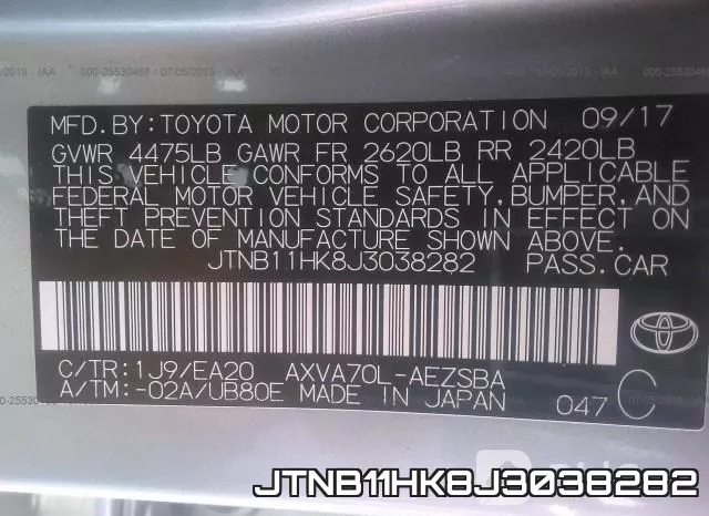 JTNB11HK8J3038282 фото 10