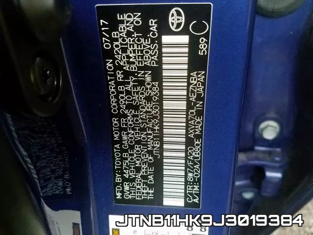JTNB11HK9J3019384 фото 2