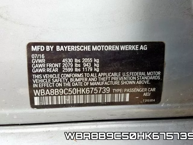 WBA8B9C50HK675739 фото 2
