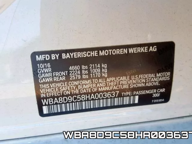 WBA8D9C58HA003637 фото 2