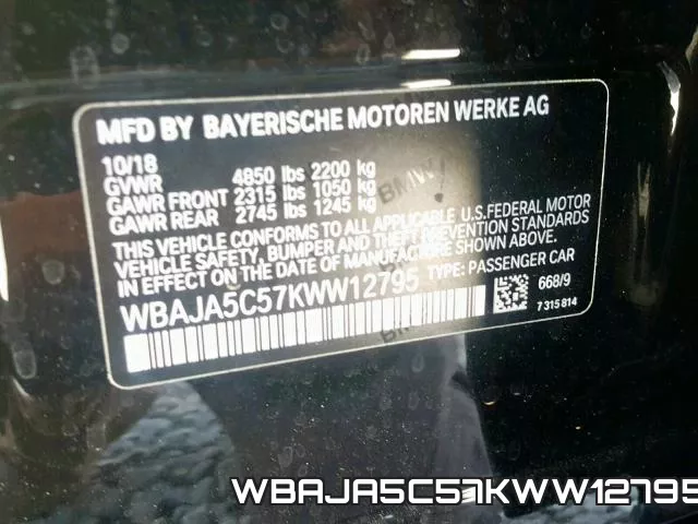 WBAJA5C57KWW12795 фото 2