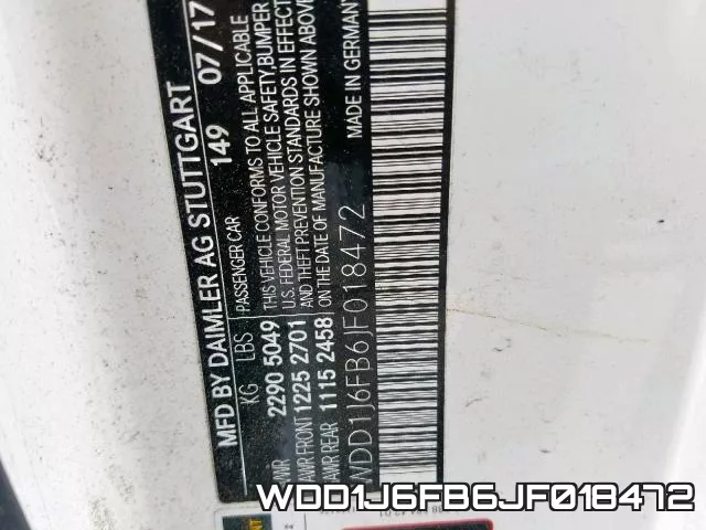 WDD1J6FB6JF018472 фото 2