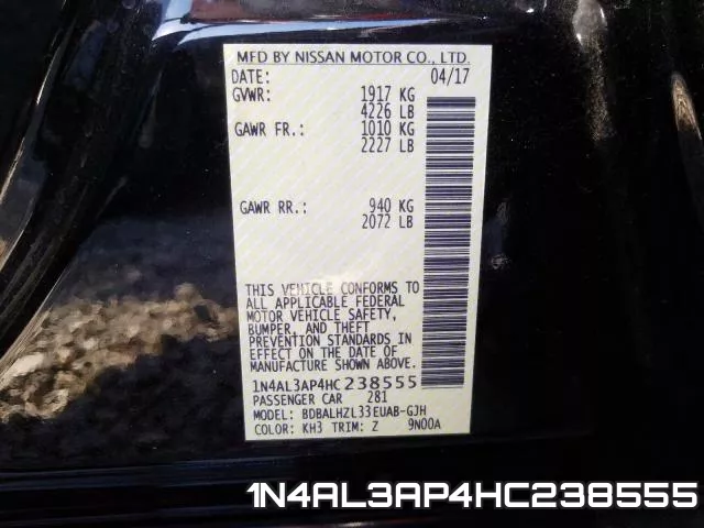 1N4AL3AP4HC238555 фото 2