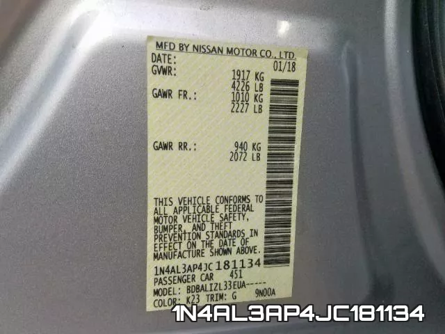 1N4AL3AP4JC181134 фото 2