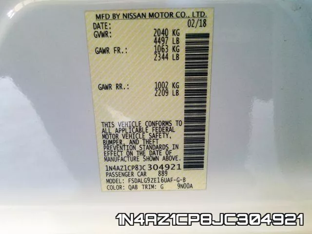 1N4AZ1CP8JC304921 фото 2